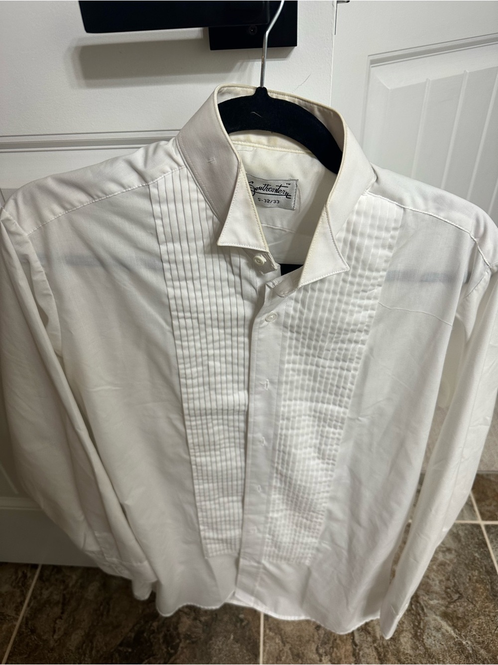 Mens White Pleated Front Dress Shirt - Classic Formal Style